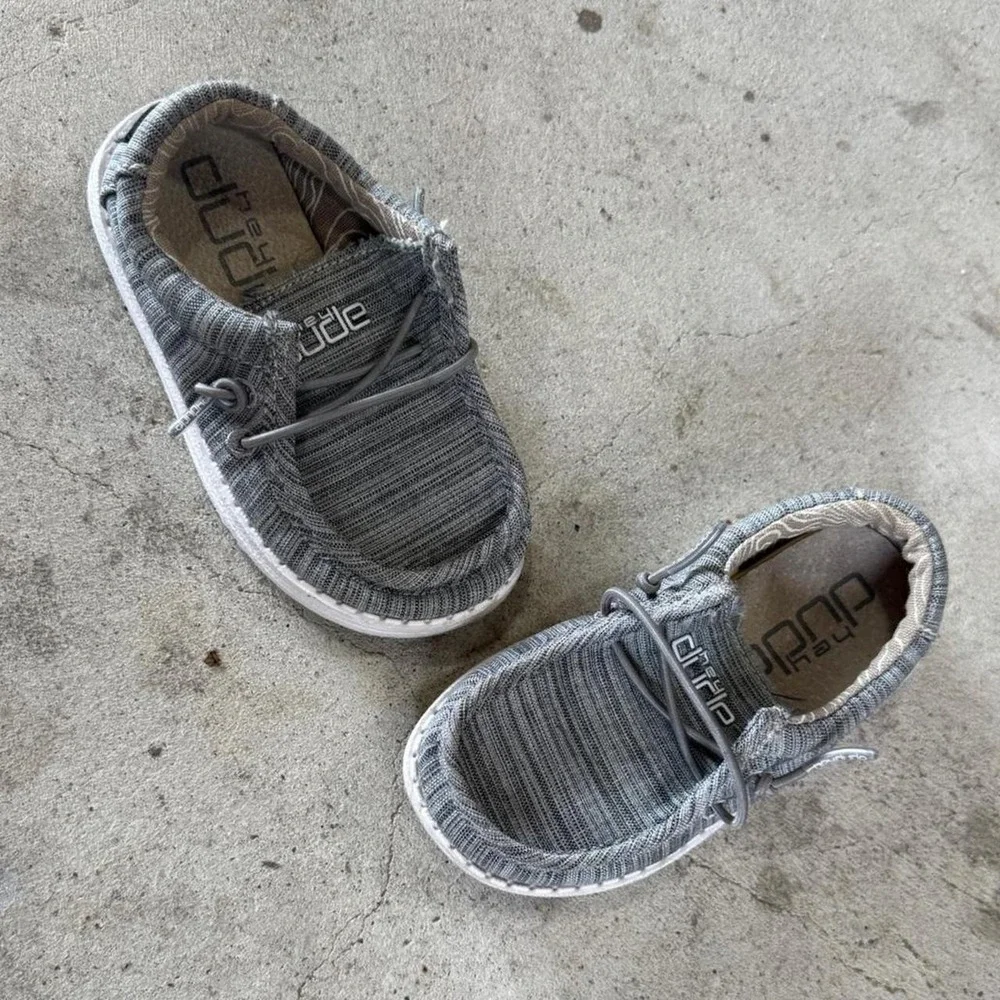 Hey Dude Wally Toddler Shoes Gray Knit Slip On Sneakers Size k7 Toddler